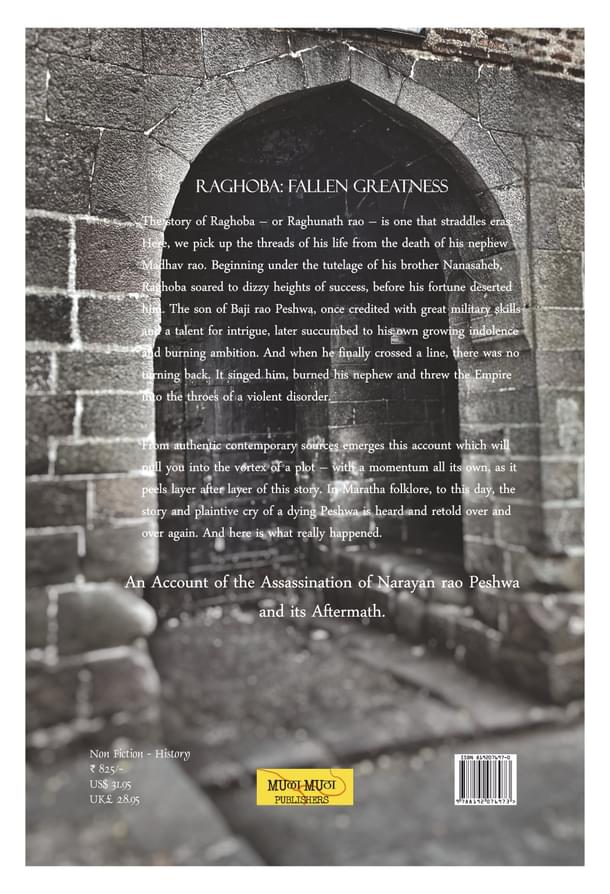 Back cover of the book 'Raghoba' by Dr Kulkarni